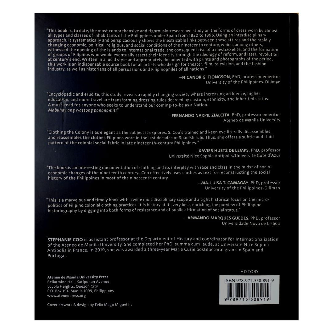 Clothing the Colony: Nineteenth-Century Philippine Sartorial Culture, 1820-1896 (Back Cover)