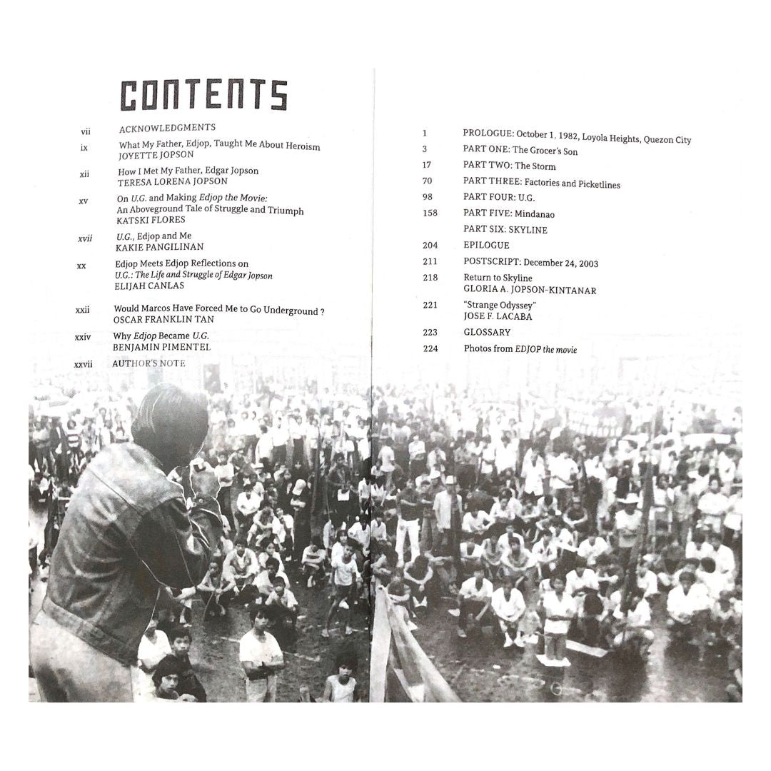U.G. An Underground Tale: The life and Struggle of Edgar Jopson (Third Edition) by Benjamin Pimentel Table of contents