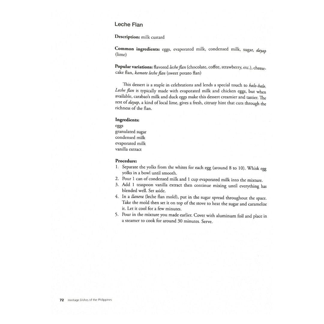 Heritage Dishes of the Philippines By Lady Camille de Guia (Recipe of Leche Flan)