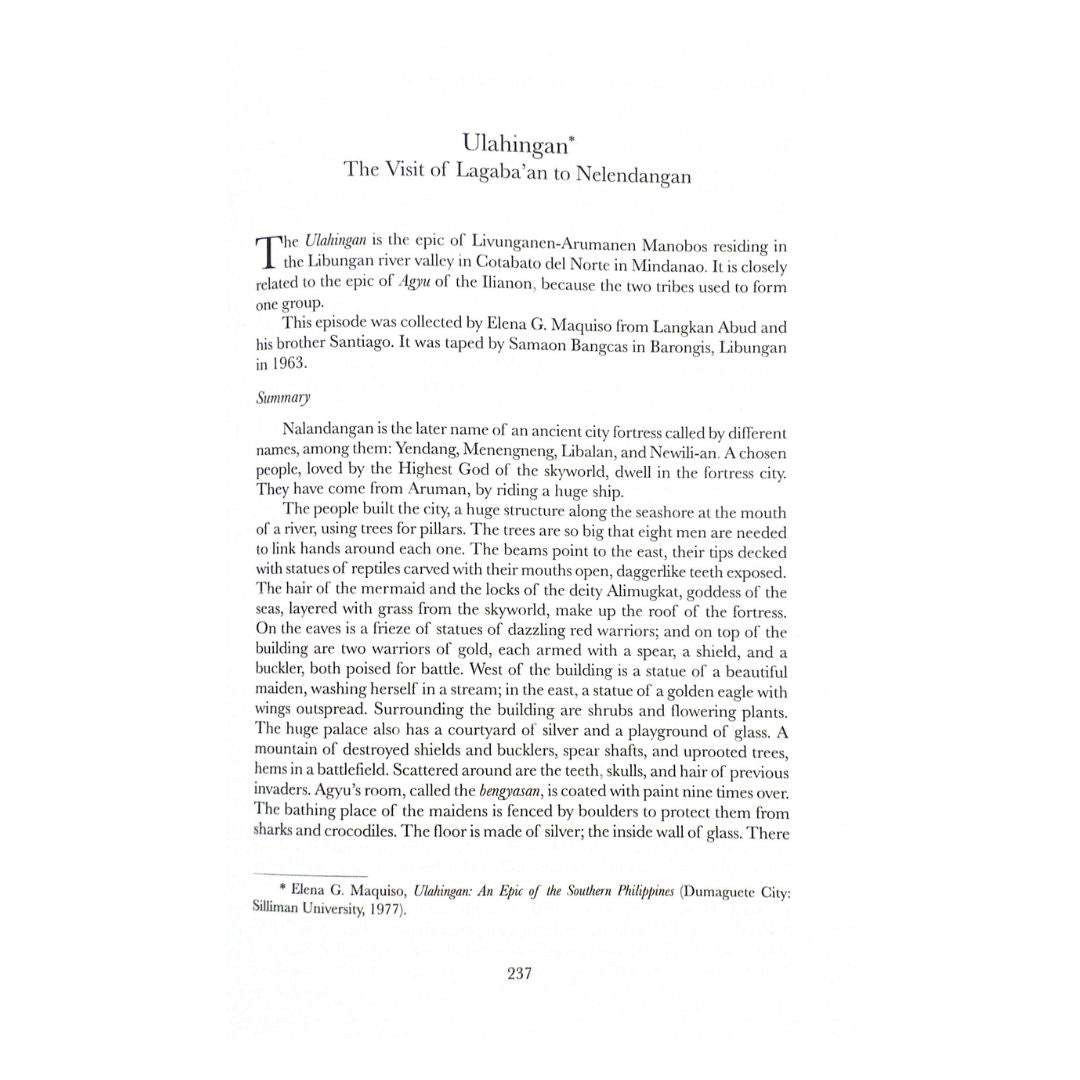 Philippine Folk Literature Series: Vol. VIII The Epics (Ulalingan)