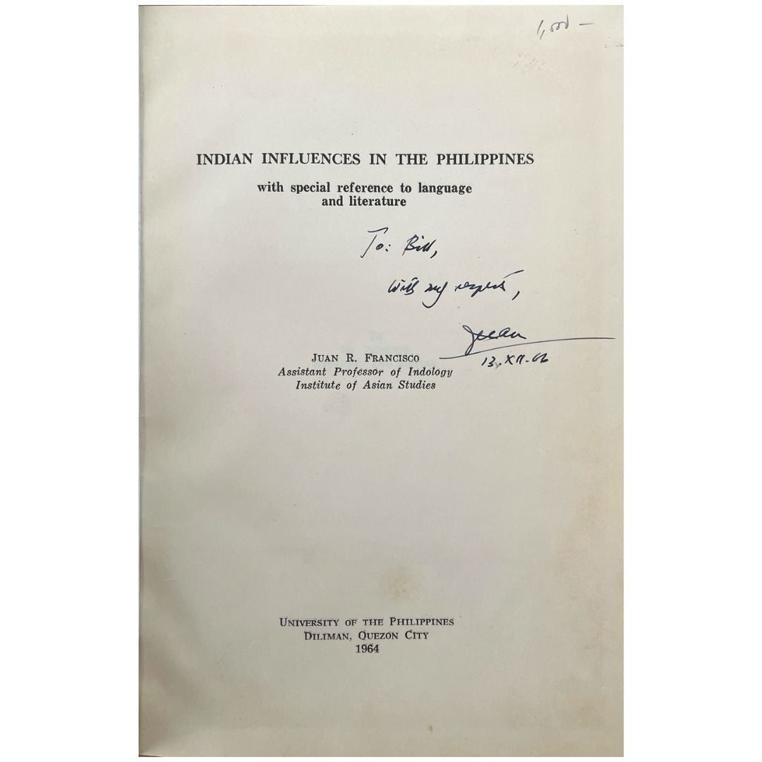 Indian Influences In the Philippines: with special reference to language and literature by Juan Francisco (First Page)