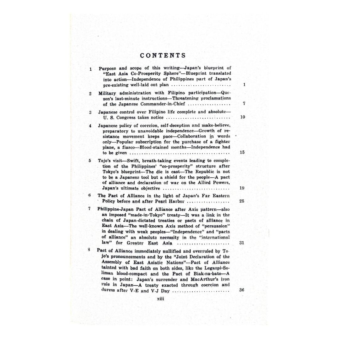 Three Years of Enemy Occupation (Reprint) by Claro M. Recto Table of contents