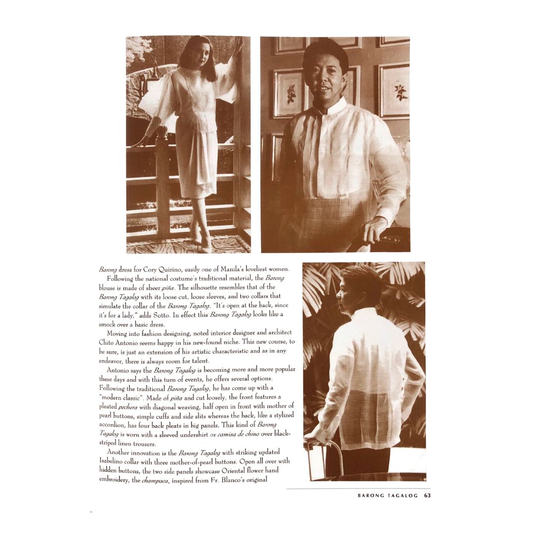 The Barong Tagalog Then & Now by Visitacion R. De La Torre
