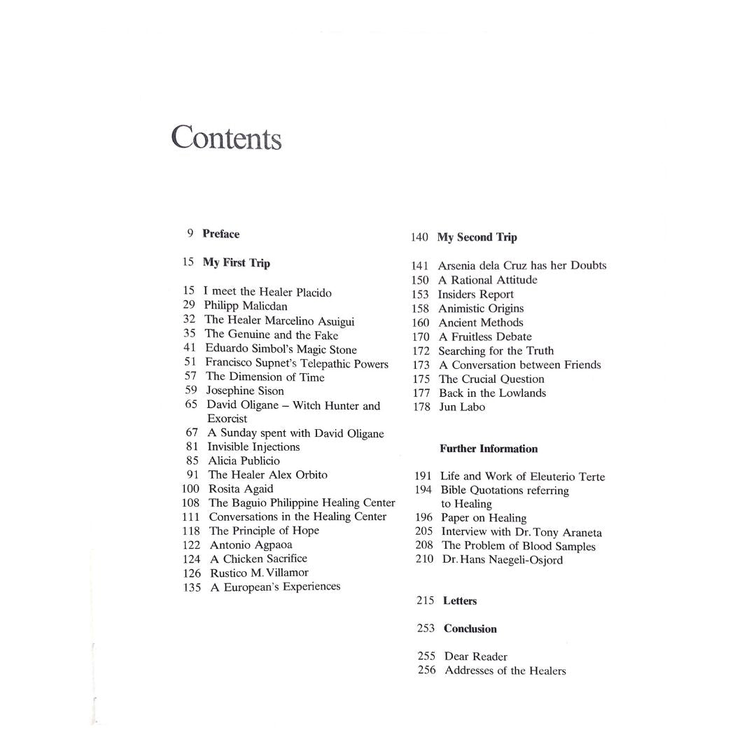 Faith Healers in the Philippines by Gert Chesi Table of contents