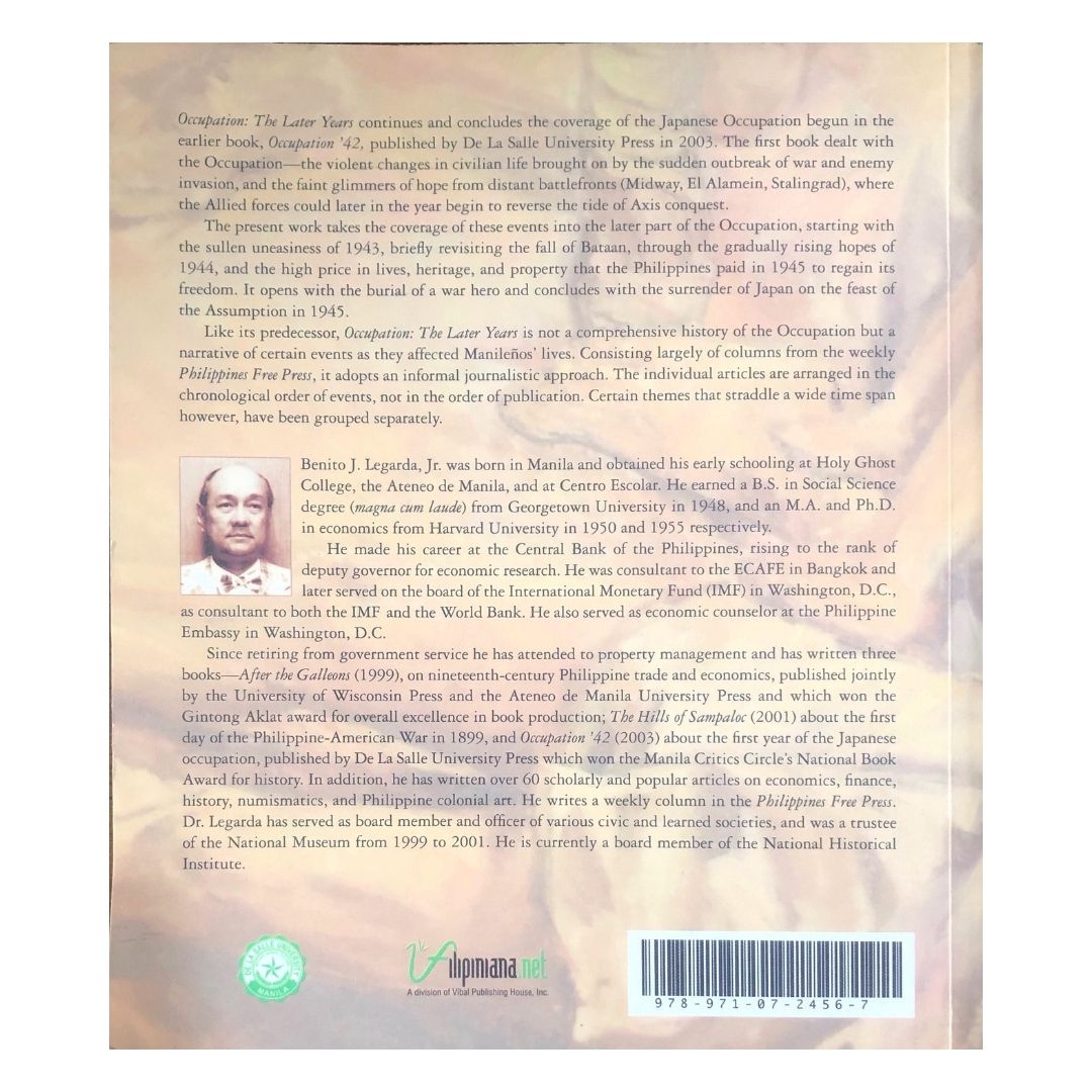 Occupation: The Later Years by Benito J. Legarda Jr. Back cover