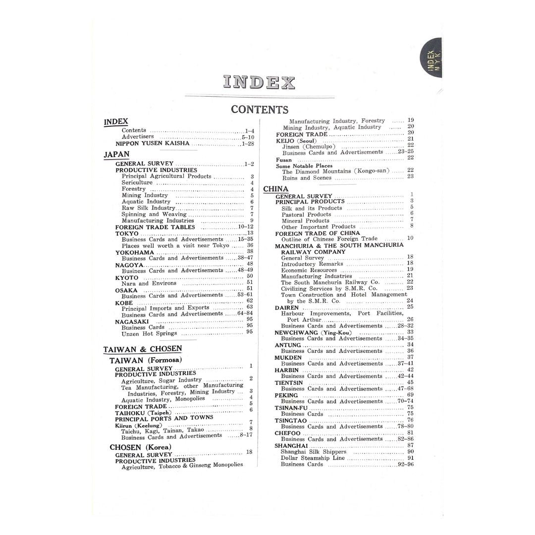 Glimpse of the East: 1927-1928 Table of contents