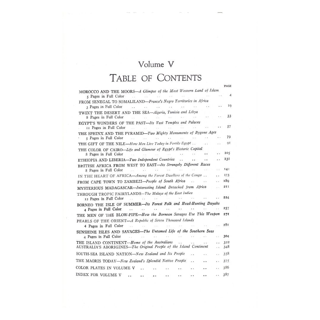 Lands and Peoples: Africa, Australia, and Southern Islands Table of contents