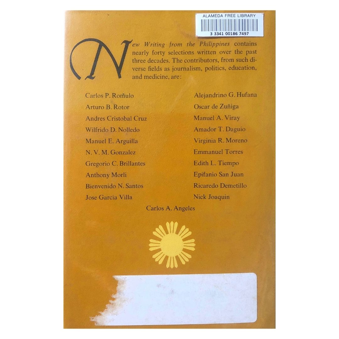 New Writing from the Philippines: a Critique and Anthology by Leonard Casper Back cover