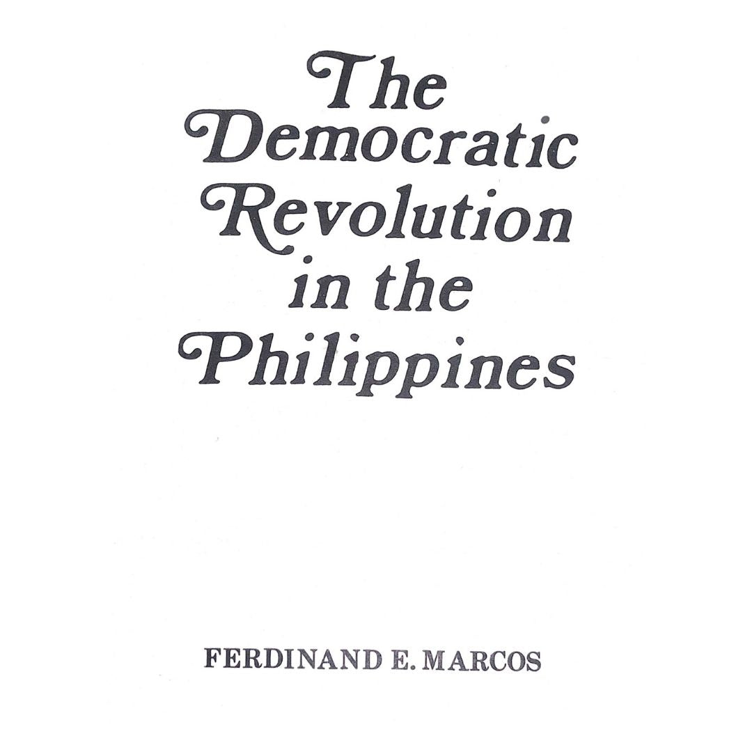 The Democratic Revolution of the Philippines (Hardcover) by Ferdinand E. Marcos Title page