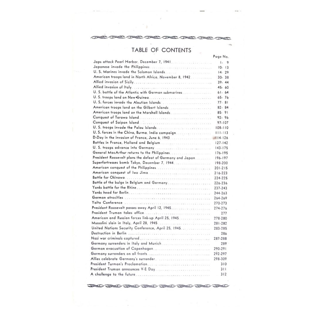 World War II: Dec 7, 1941 - May 8, 1945 by Nat Hyman Table of contents
