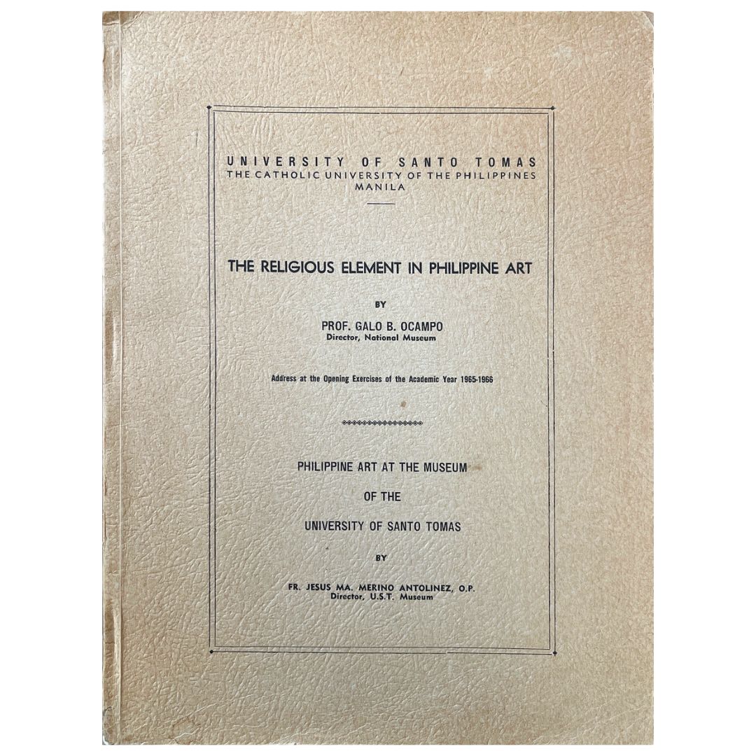 The Religious Element in Philippine Art By Prof. Galo B. Ocampo (Front Cover)