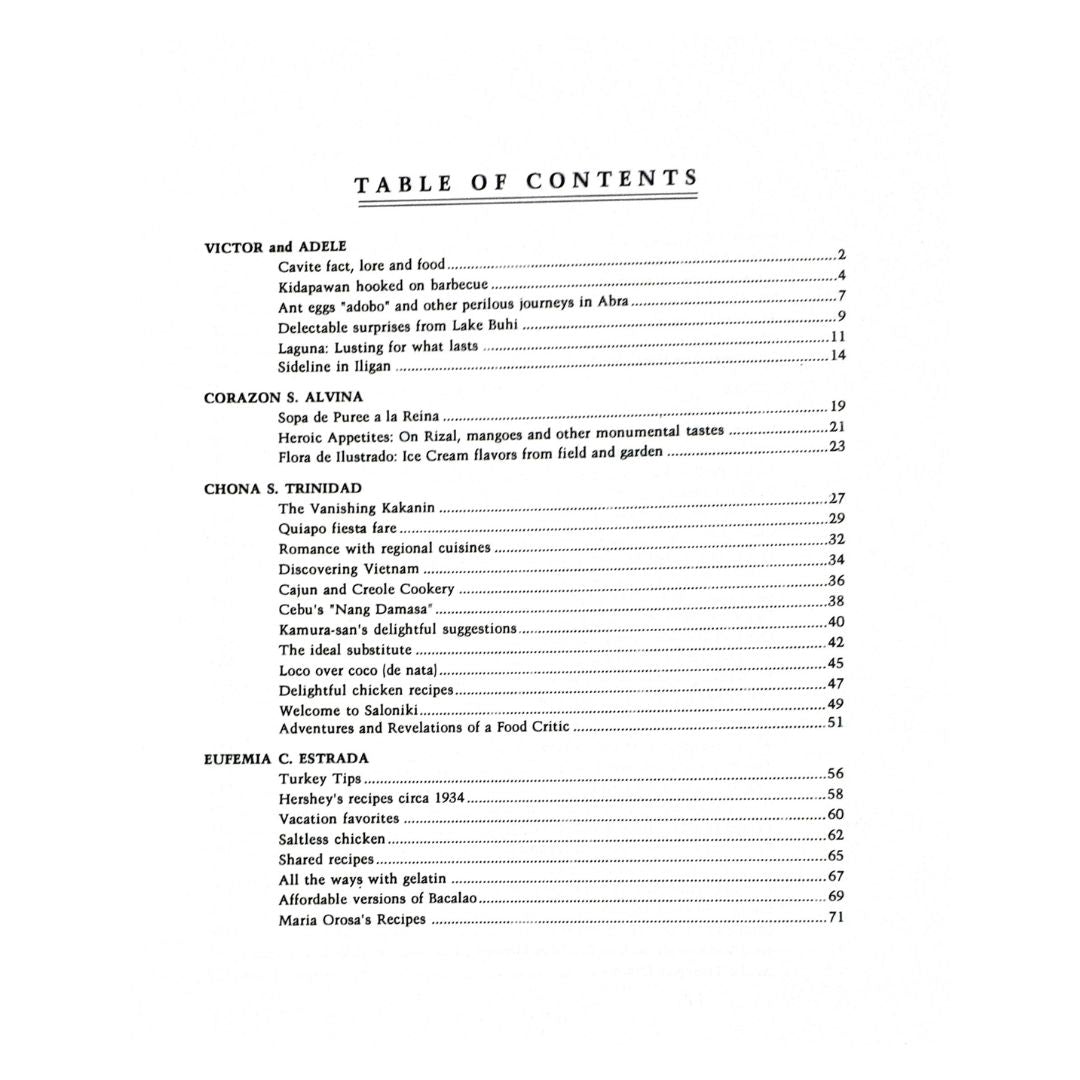 Kusina Vol.2 What's Cooking in the Philippines (Table of Contents)