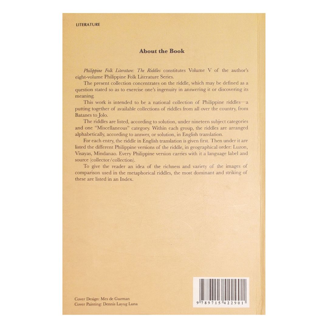 The Riddles: Philippine Folk Literature Series Vol. V (Back Cover)
