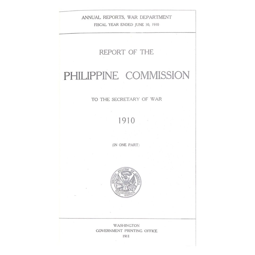 Report of the Philippine Commission (1910) Title page
