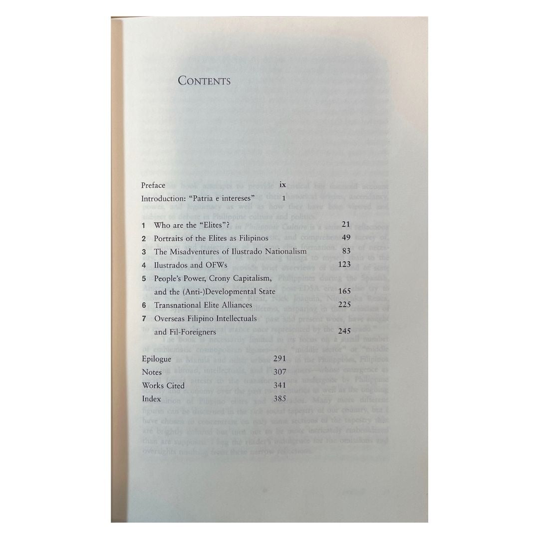 Elites and Ilustrados in Philippine Culture By Caroline S. Hau (Table of Contents)