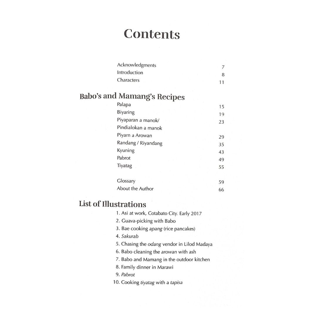 Manga Tutul A Palapa: Recipes and Memories From Ranao (Table of Contents)