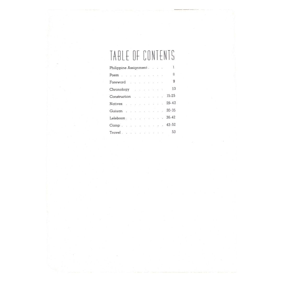 Philippine Assignment Table of contents