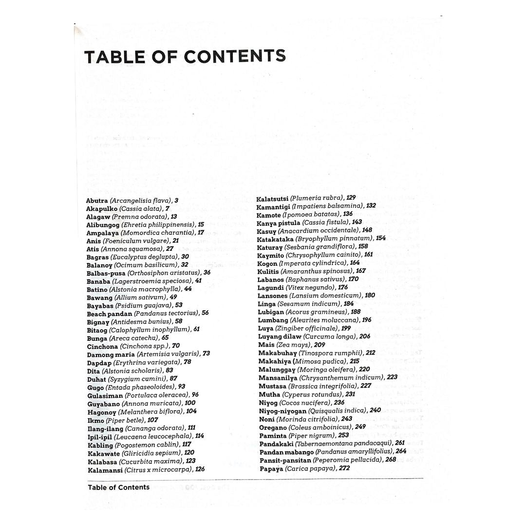 The Best 100 Philippine Medicinal Plants (Table of Contents)