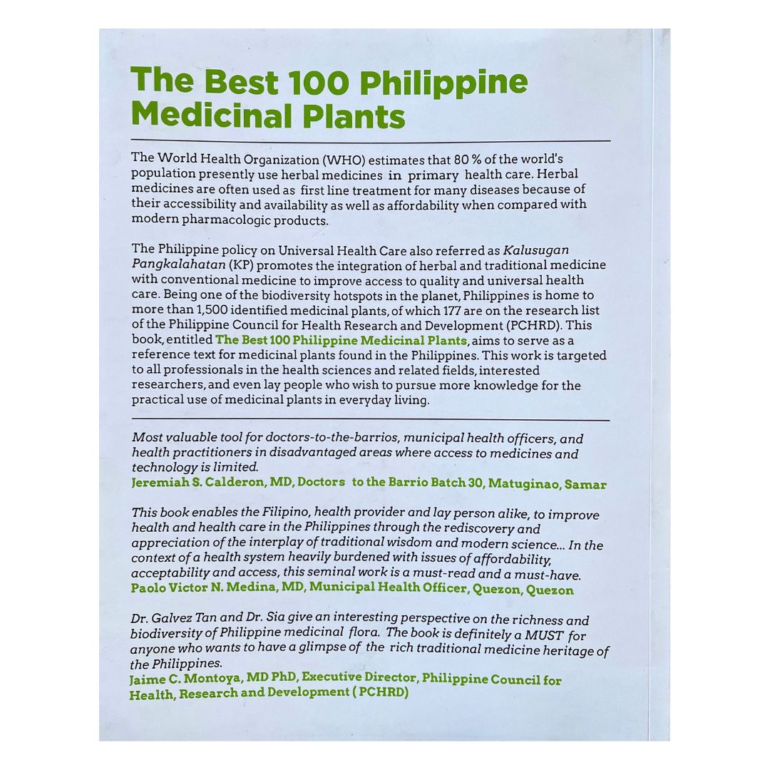 The Best 100 Philippine Medicinal Plants (Back Cover)