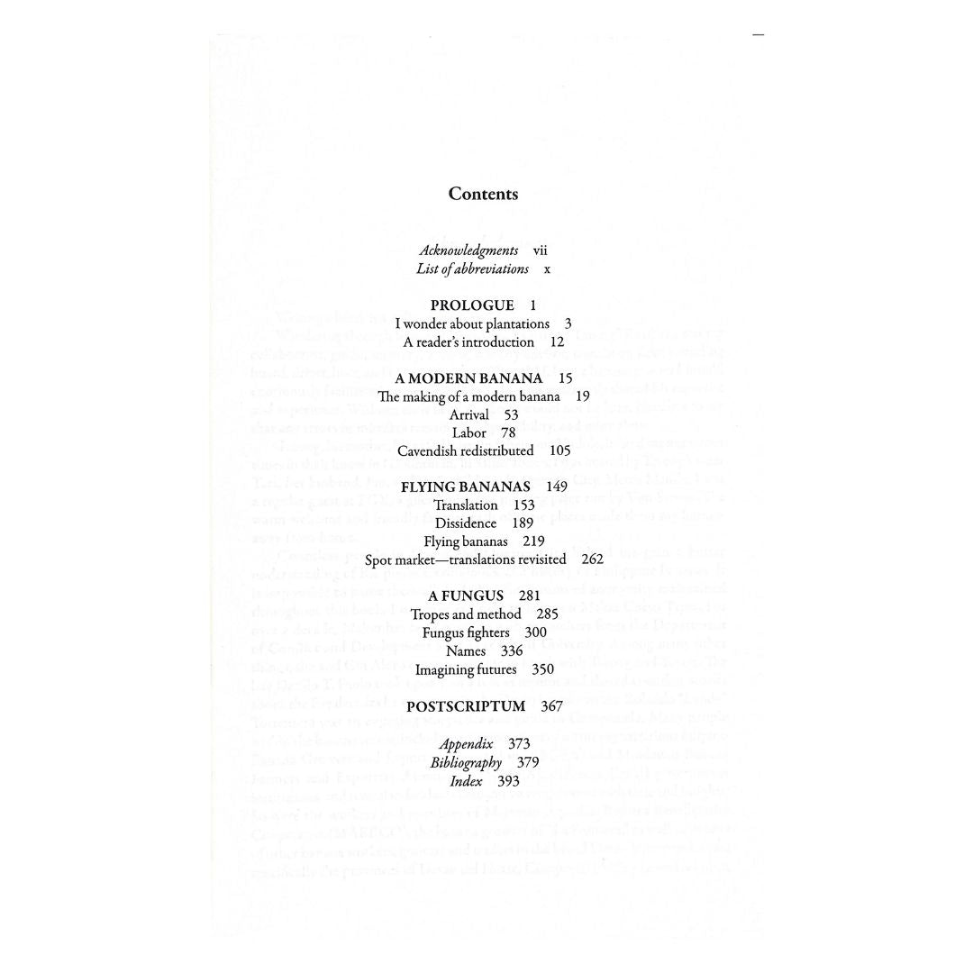 Tales of The Post-Plantation Unlikely Protagonists of Modern Philippine Banana History (Table of Contents)