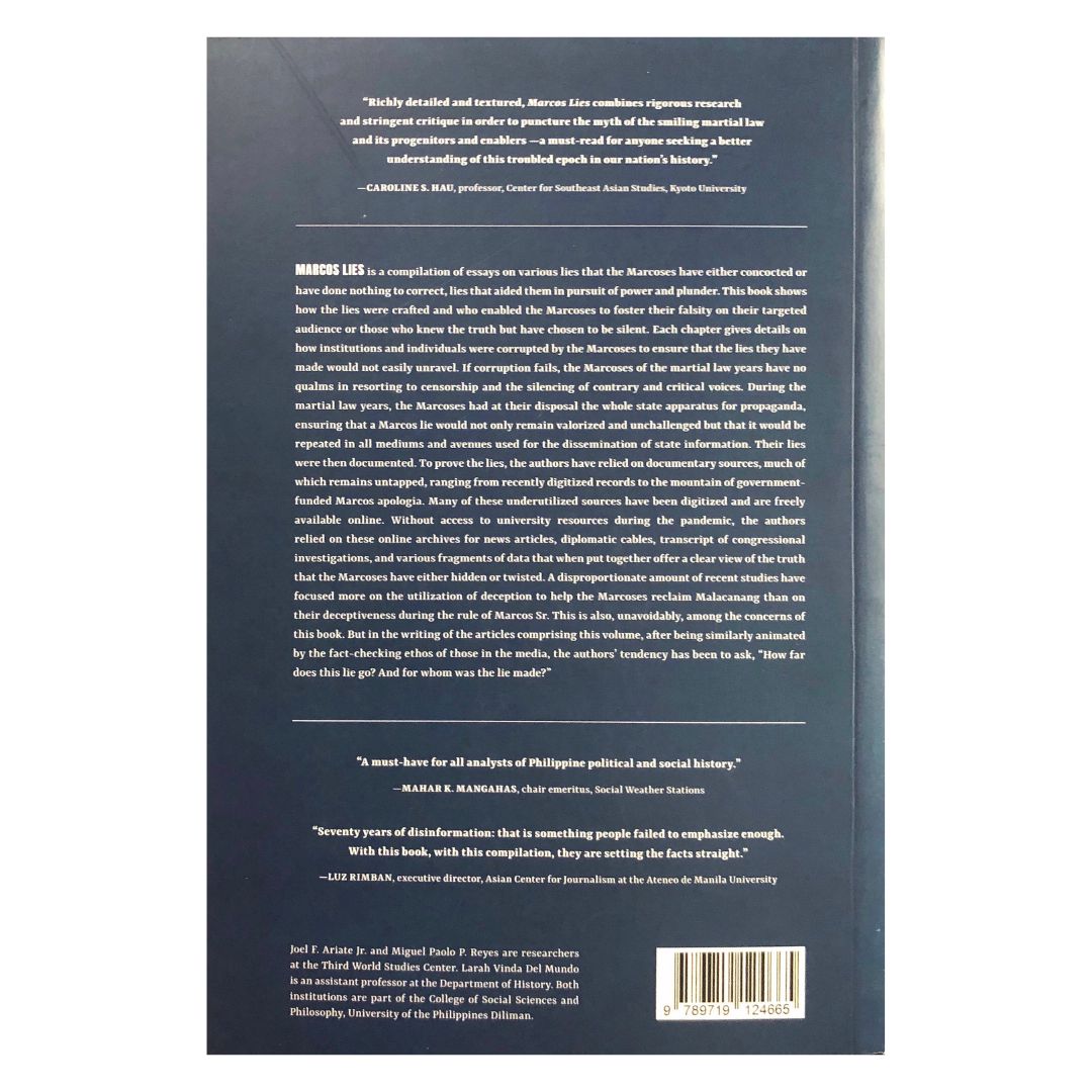 Marcos Lies by Joel F. Ariate, Jr. Back cover
