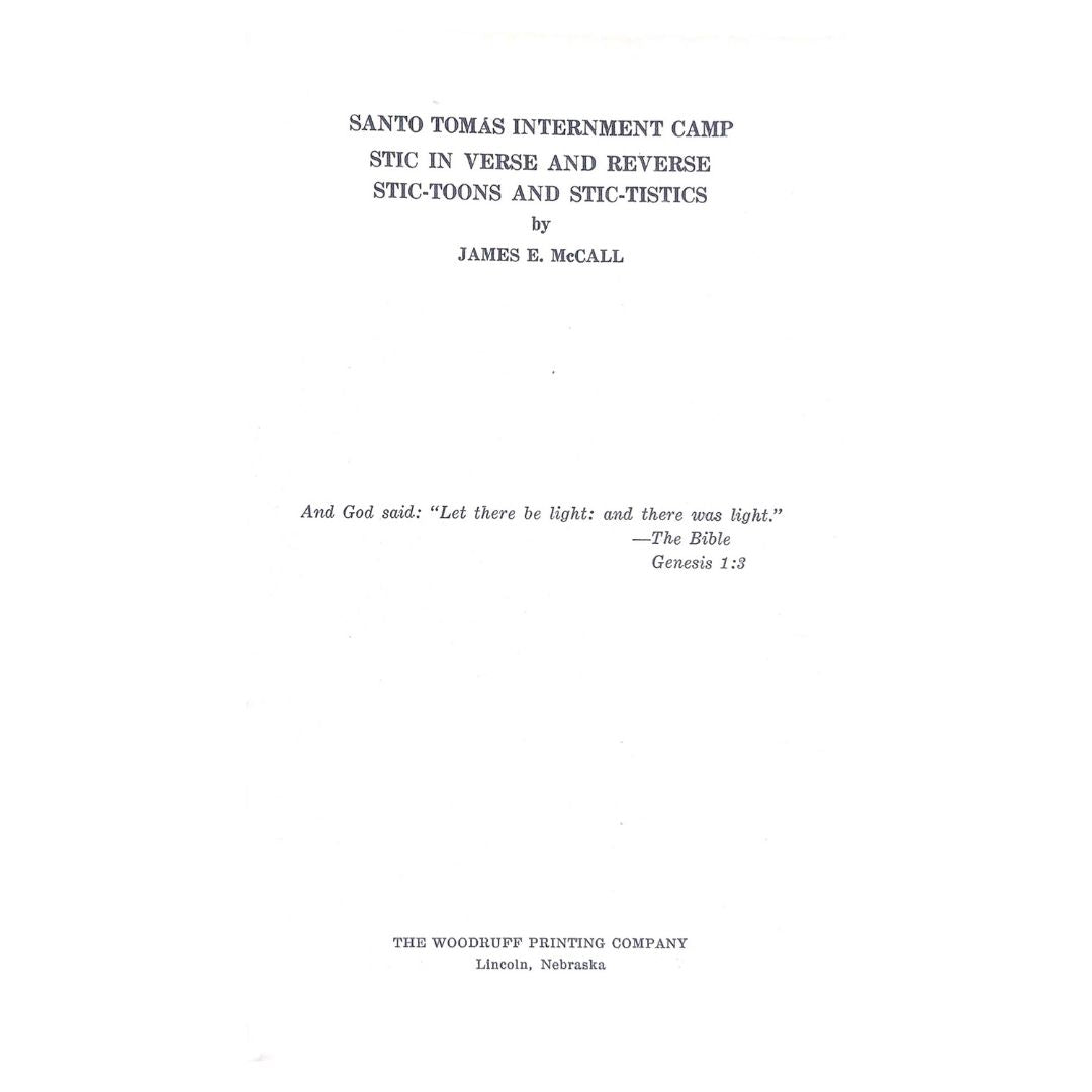 Santo Tomas Interment Camp by James E. McCall Title page