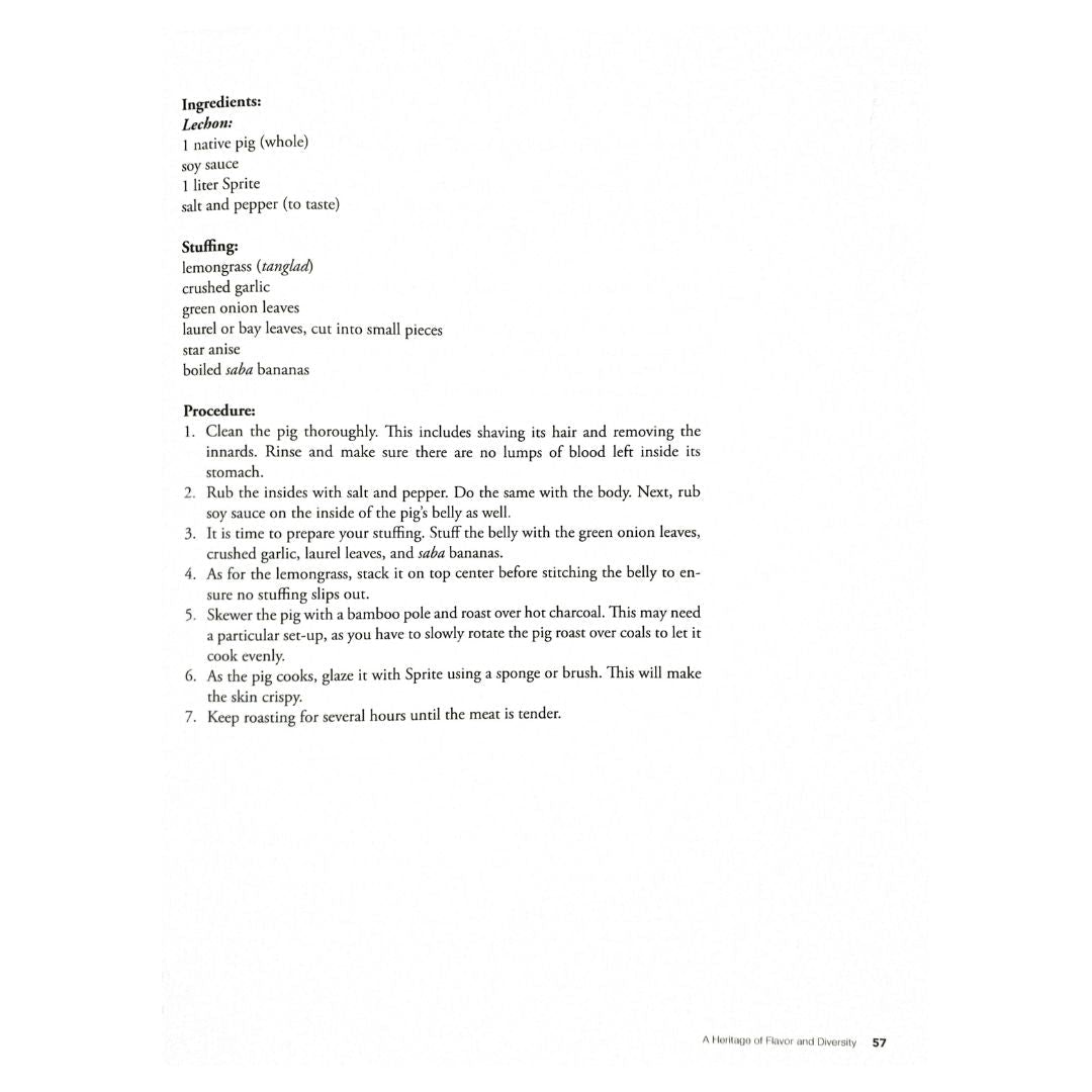 Heritage Dishes of the Philippines By Lady Camille de Guia (Recipe of Lechon)