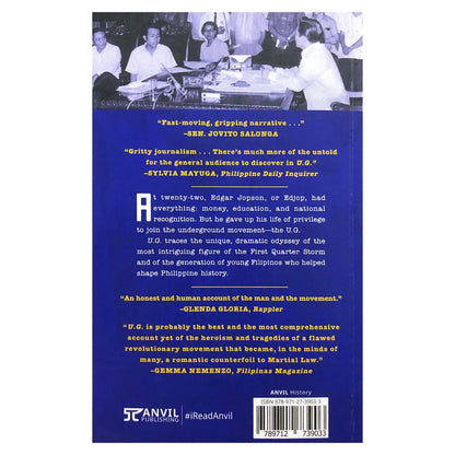U.G. An Underground Tale: The life and Struggle of Edgar Jopson (Third Edition) by Benjamin Pimentel Back cover