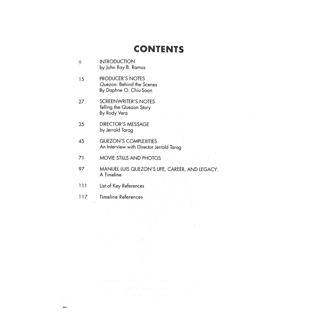 Quezon The Story Behind The Film by Jerrold Tarog Table of contents