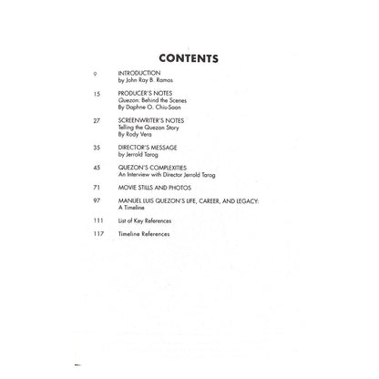 Quezon The Story Behind The Film by Jerrold Tarog Table of contents