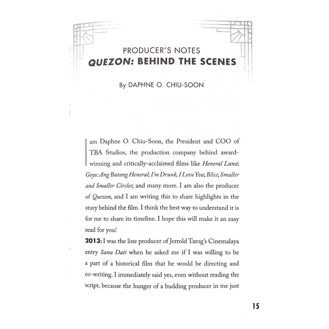 Quezon The Story Behind The Film by Jerrold Tarog