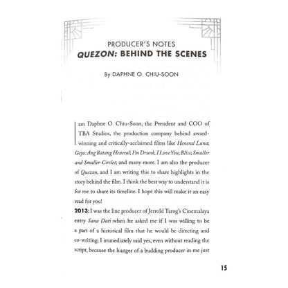 Quezon The Story Behind The Film by Jerrold Tarog