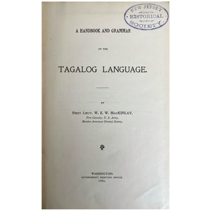 A Handbook and Grammar of the Tagalog Language by MacKinlay (First Page)