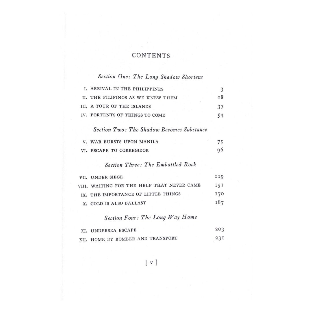 I Was on Corregidor by Amea Willoughby Table of contents