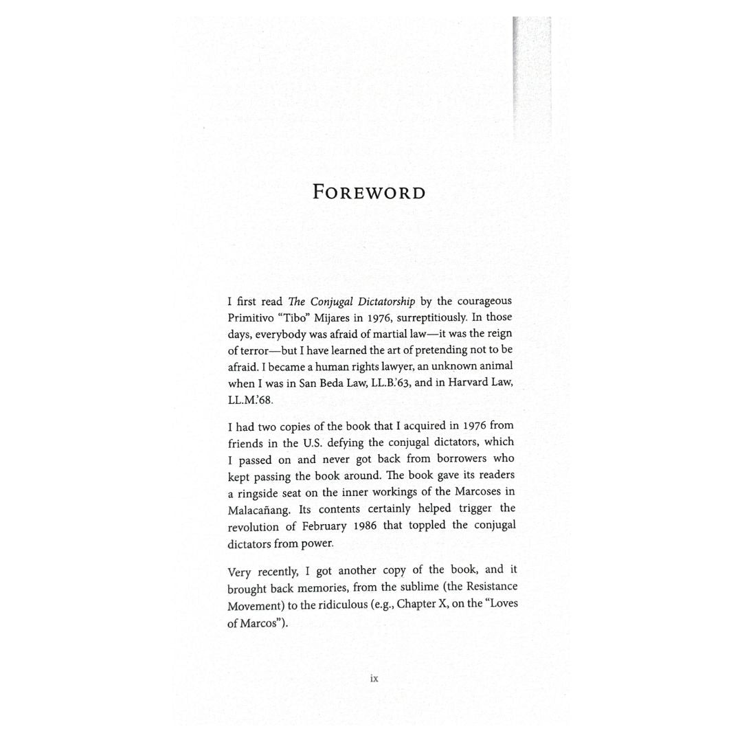 The Conjugal Dictatorship of Ferdinand and Imelda Marcos (Foreword)