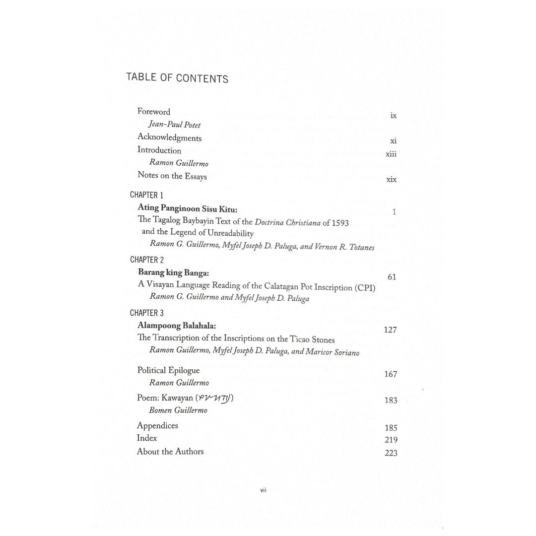 3 Baybayin Studies: Revised Edition by Ramon Guillermo Table of Contents