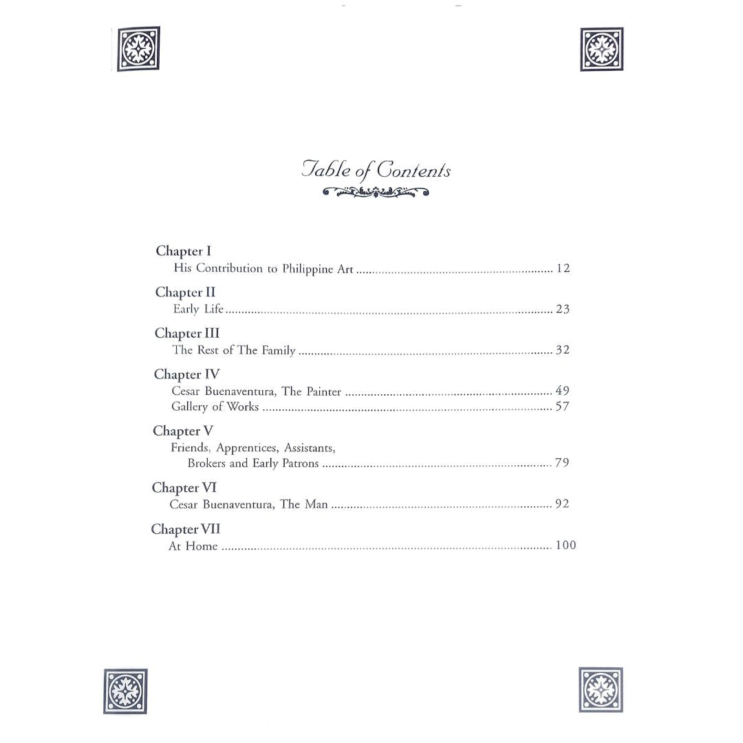 Filipino Painter: Cesar Buenaventura His Life and Works by Jane Stangl Alvero Table of Contents