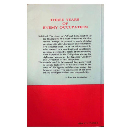 Three Years of Enemy Occupation (Reprint) by Claro M. Recto Back cover