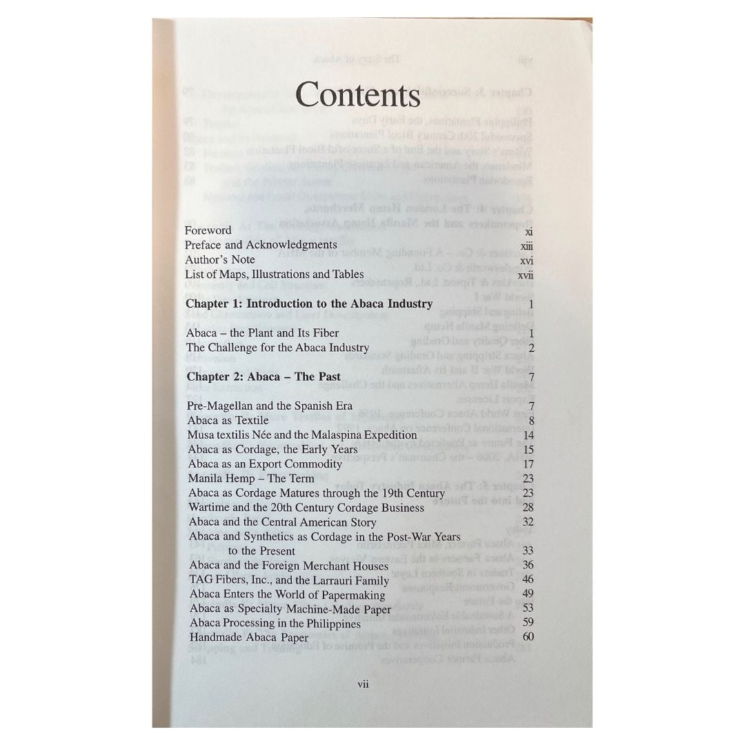 The Story of Abaca Manila Hemp's Transformation from Textile to Marine Cordage and Specialty Paper (Table of Content 1)