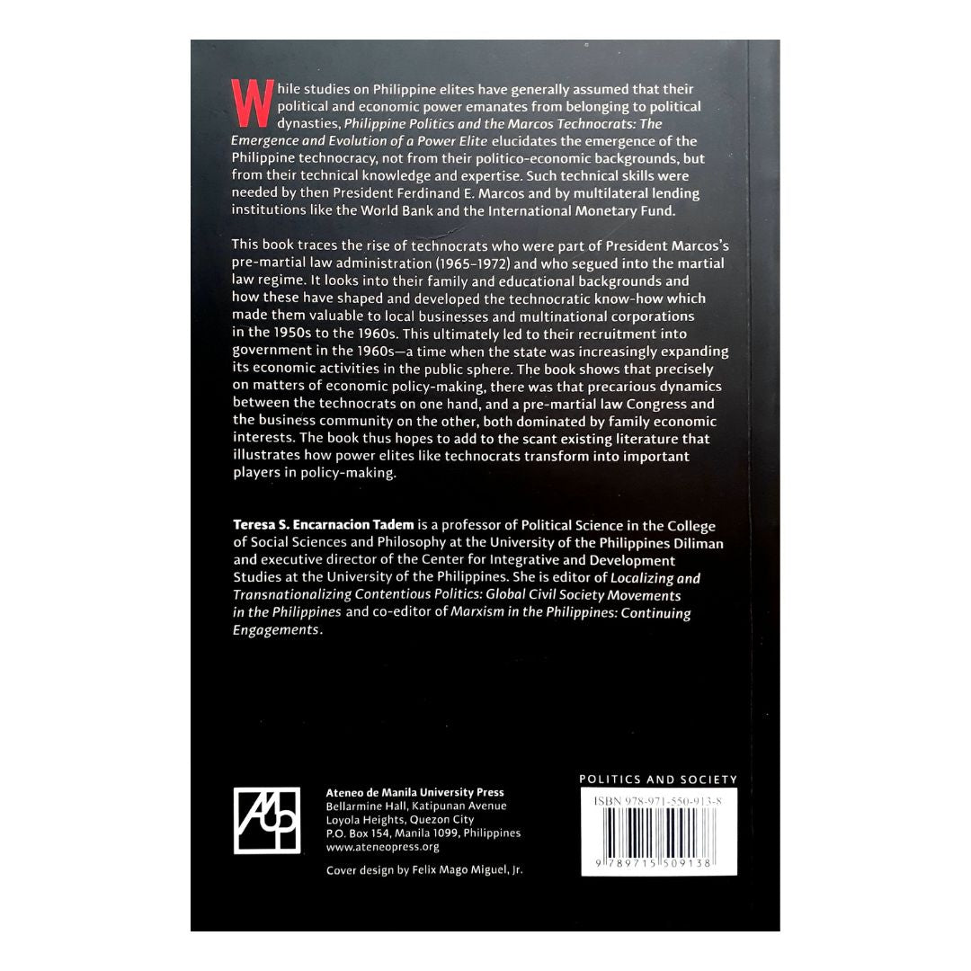 Philippine Politics and The Marcos Technocrats (Back Cover)