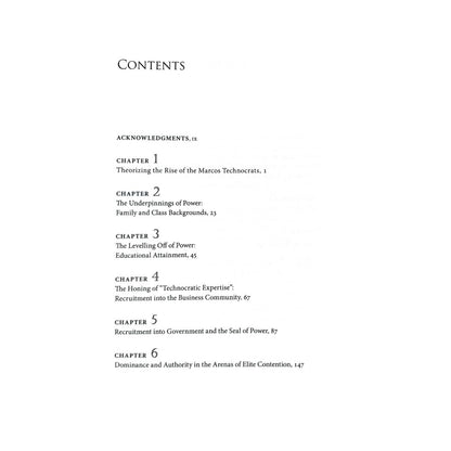Philippine Politics and The Marcos Technocrats (Table of Contents)