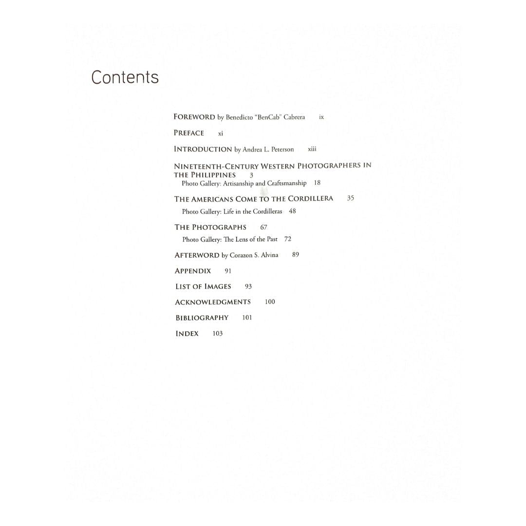 Philippine Colonial of the Cordilleras 1860-1930 By Jonathan Best (Table of Contents)
