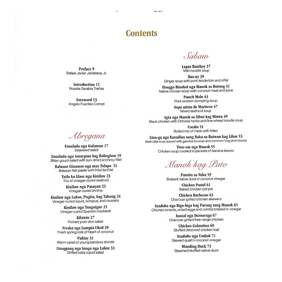 Flavors of Iloilo (Table of Contents)