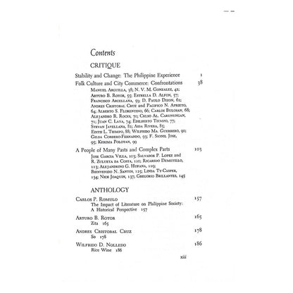 New Writing from the Philippines: a Critique and Anthology by Leonard Casper  Table of contents