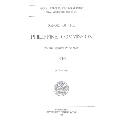 Report of the Philippine Commission (1910) Title page