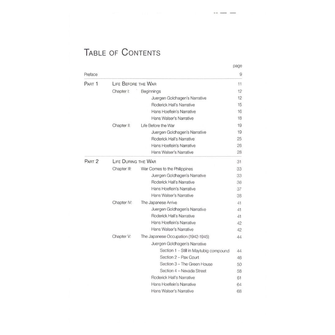 Manila Memories by Juergen R. Goldhagen Table of contents