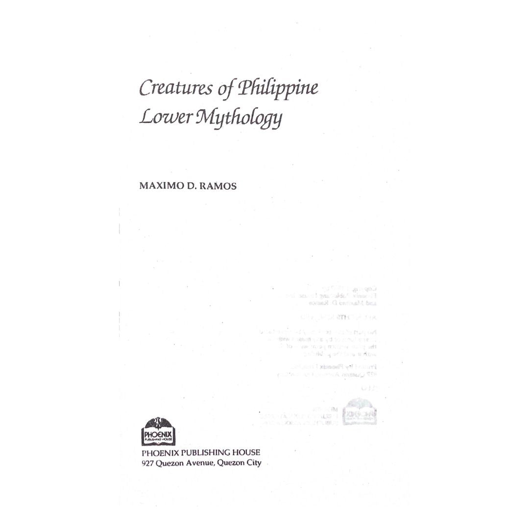 The Creatures of Philippine Lower Mythology by Maximo D. Ramos Title page
