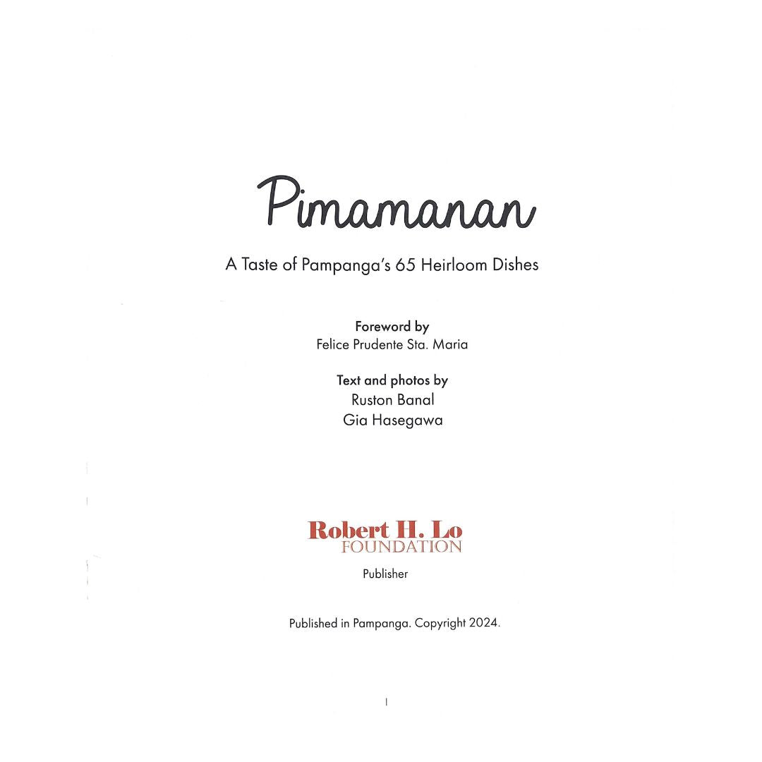 Pimamanan: A Taste of Pampanga's 65 Heirloom Dishes by Felice Prudente Sta. Maria Title Page