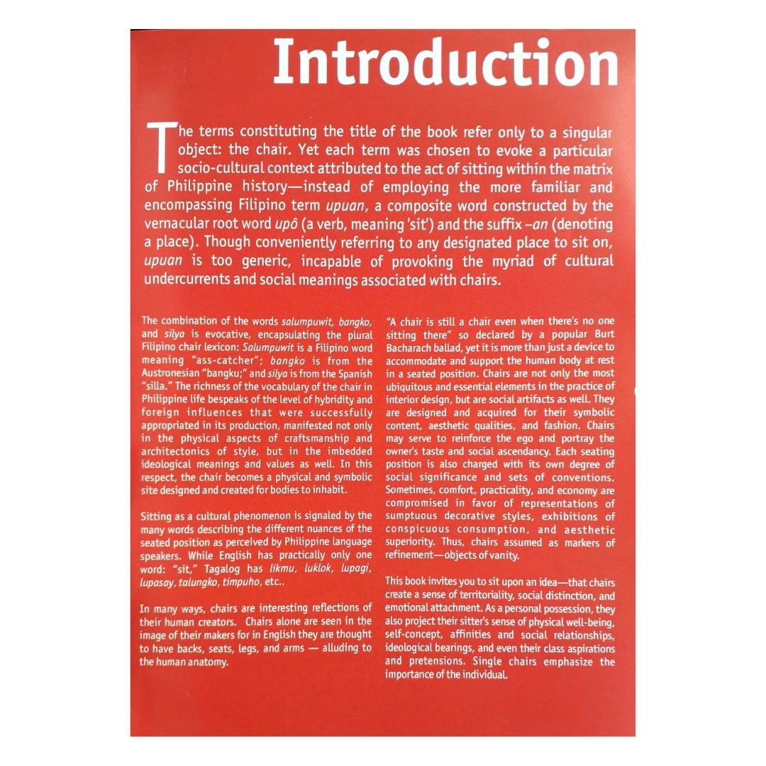 Salumpuwit Chairs in Filipino Life By Gerard Lico (Introduction)