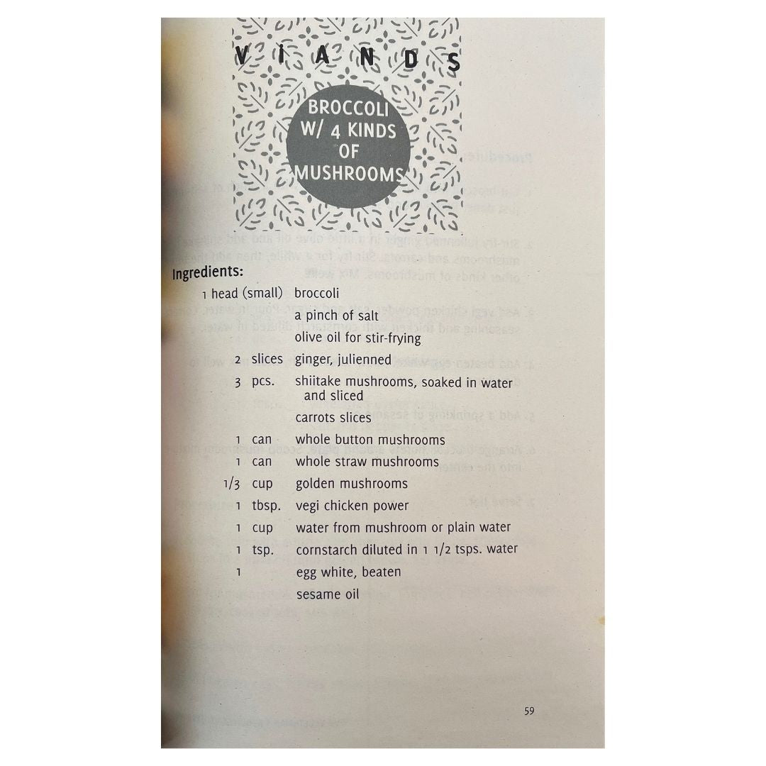 Pinoy Vegetarian Cookbook 60 Recipes Even  Non-Vegetarians Would Love (Recipe of Broccoli w/ 4 kinds of Mushrooms)